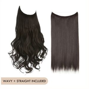 Bundle of Two Halo Hair Extensions, Curly & Straight Hair Extensions Realistic